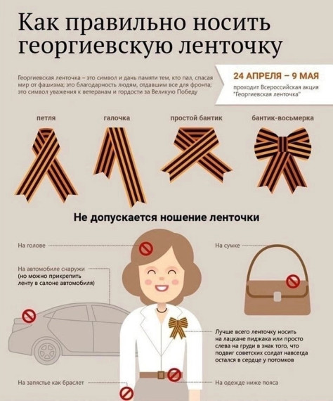 КАК ПРАВИЛЬНО НОСИТЬ ГЕОРГИЕВСКУЮ ЛЕНТОЧКУ:.